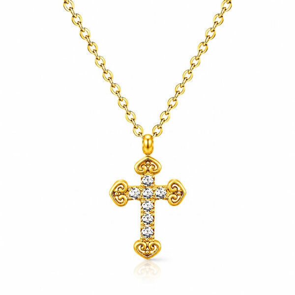 "Cross" PVD Gold-Plated Stainless Steel Necklace - Intensity