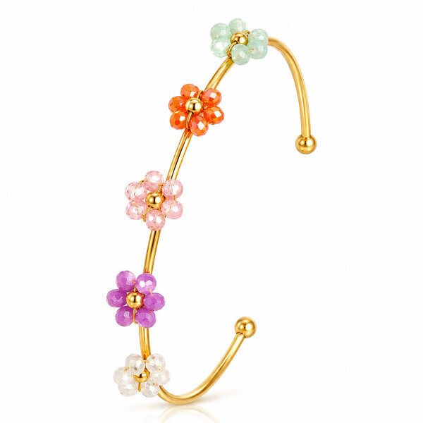 "Flower Meadow" Bracelet, 18K Gold Plated Steel