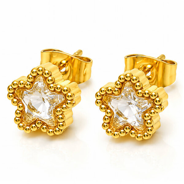 "Stars" Earrings, 18K Gold Plated Steel