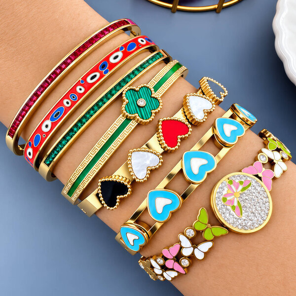 "Evil Eyes" PVD Gold-Plated Steel Bracelet - Intensity