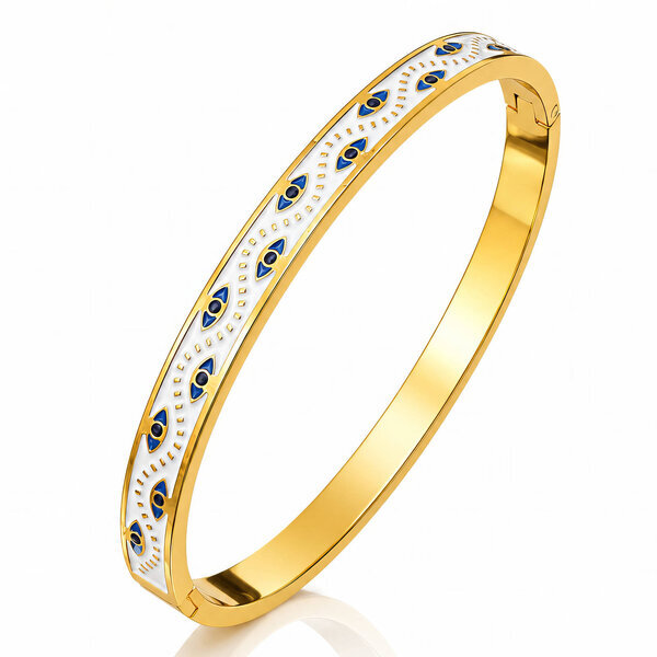 "Evil Eye" Bracelet, 18K Gold Plated Steel