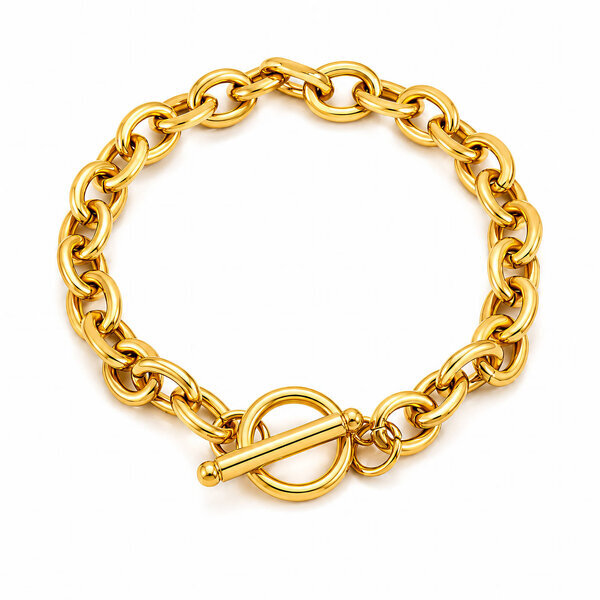 Bracelet, 18K Gold Plated Steel