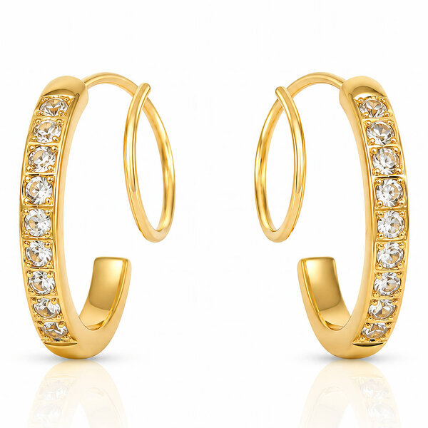 Earrings, 18K Gold Plated Steel