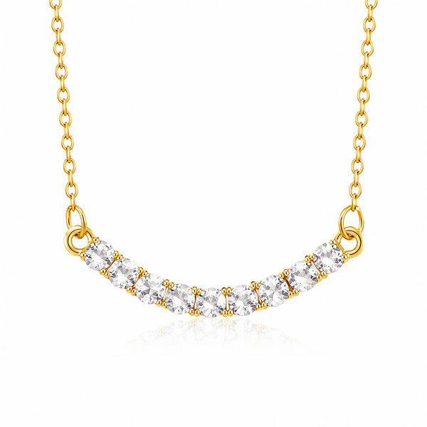 "Tennis" Necklace, 18K Gold Plated Steel
