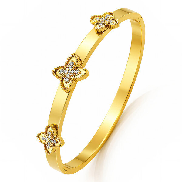 Bracelet, 18K Gold Plated Steel