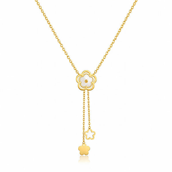 "Flower Meadow" Necklace, 18K Gold Plated Steel