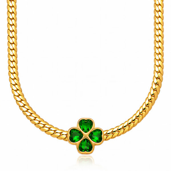 "Flower" Necklace, 18K Gold Plated Steel