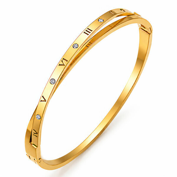 Bracelet, 18K Gold Plated Steel