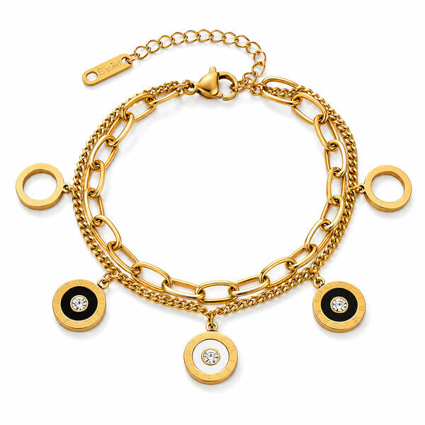 Bracelet, 18K Gold Plated Steel