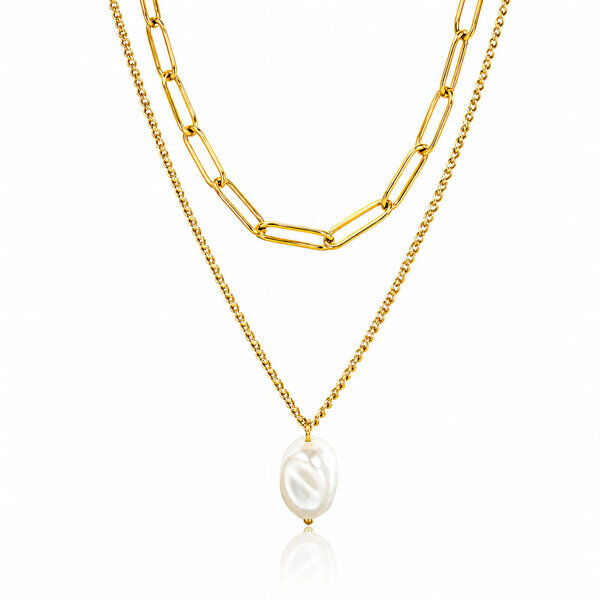 Necklace, 18K Gold Plated Steel