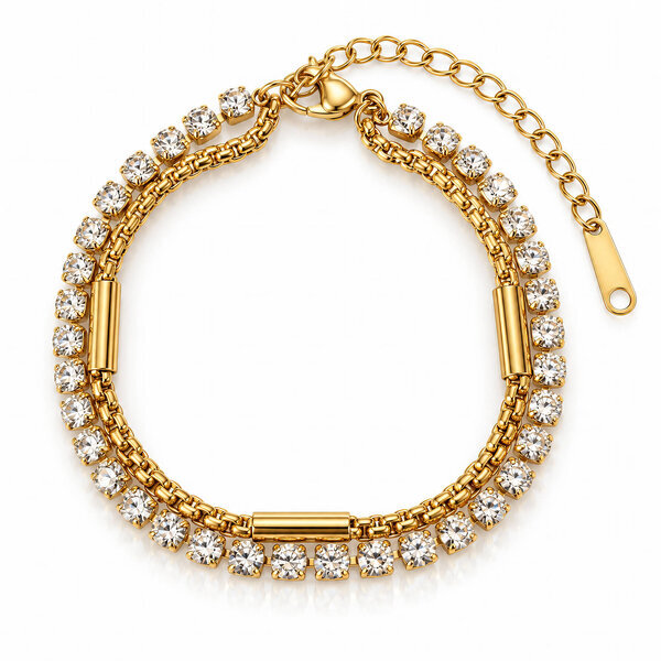 "Tennis" PVD Gold-Plated Steel Bracelet - Intensity