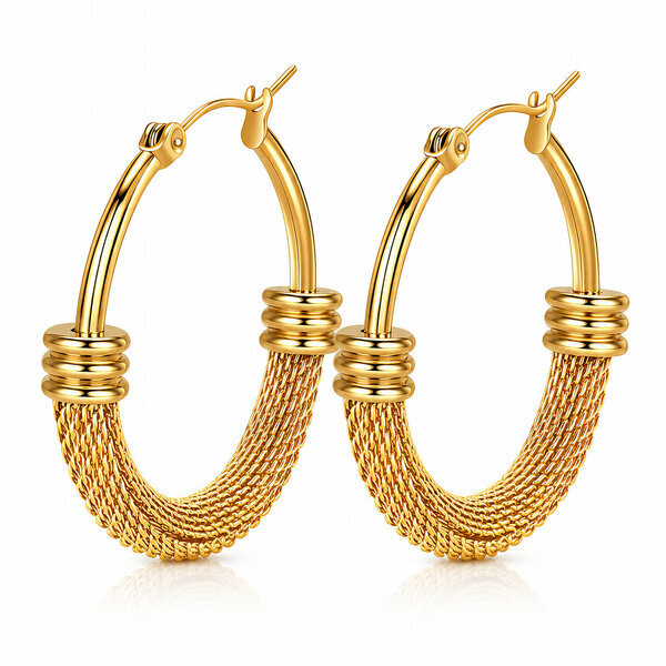 Earrings, 18K Gold Plated Steel