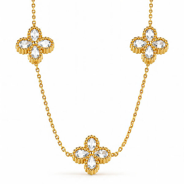 "Flower Meadow" Necklace, 18K Gold Plated Steel