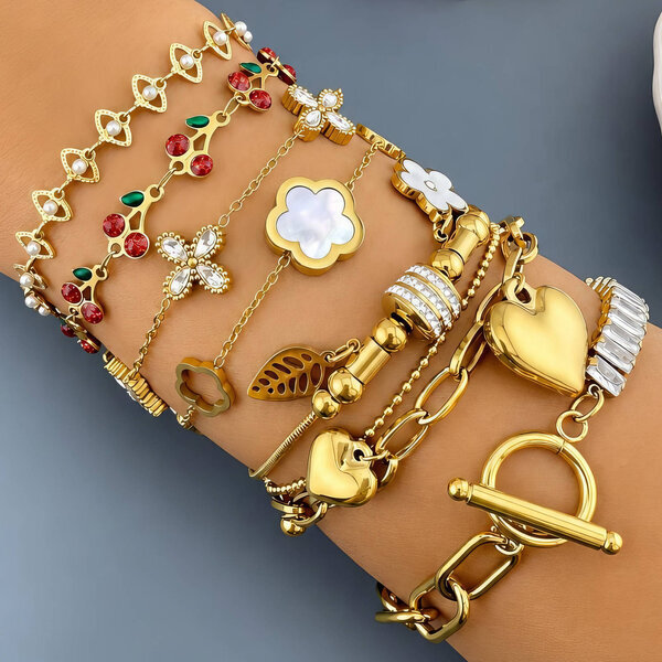 "Flower Meadow" PVD Gold-Plated Steel Bracelet - Intensity