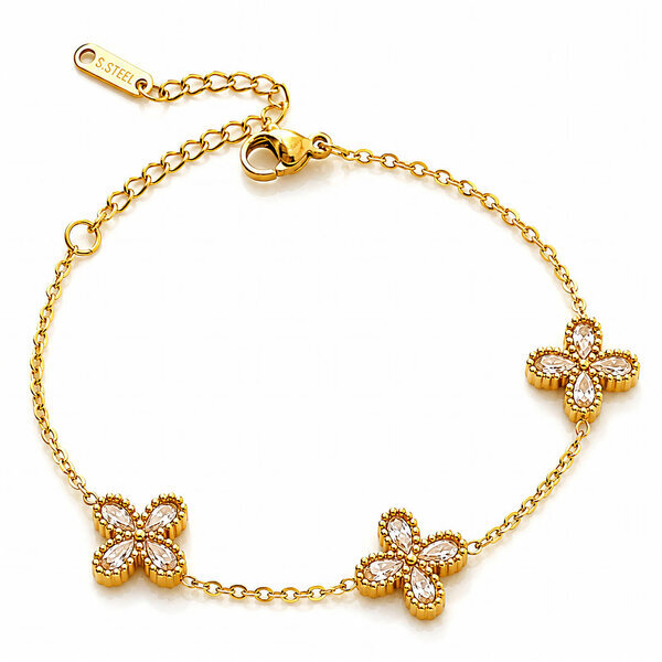 "Flower Meadow" Bracelet, 18K Gold Plated Steel