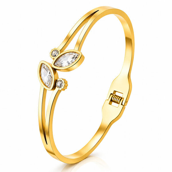 "Leafs" Bracelet, 18K Gold Plated Steel