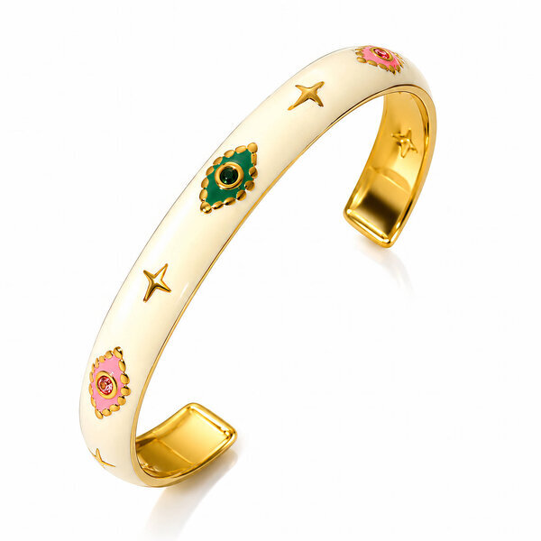 "Evil Eyes" Bracelet, 18K Gold Plated Steel