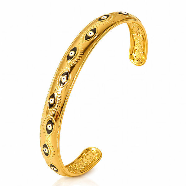 "Evil Eye" Bracelet, 18K Gold Plated Steel