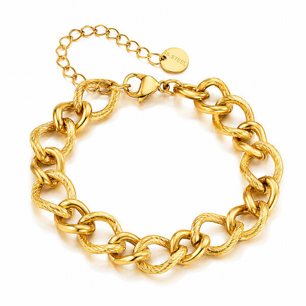 Bracelet, 18K Gold Plated Steel