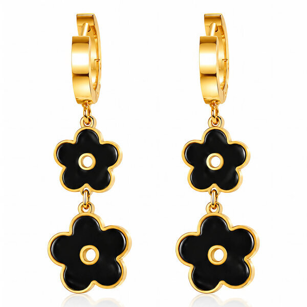 "Flower Meadow" Earrings, 18K Gold Plated Steel