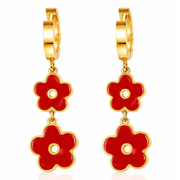 "Flowers" Earrings, 18K Gold Plated Steel