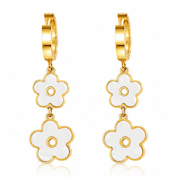 "Flowers" Earrings, 18K Gold Plated Steel