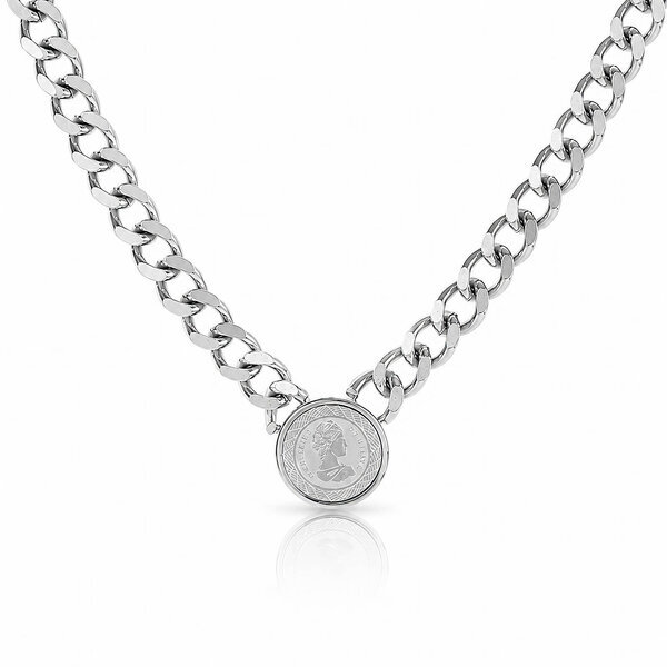 "Coin" Necklace, 18K Gold Plated Steel