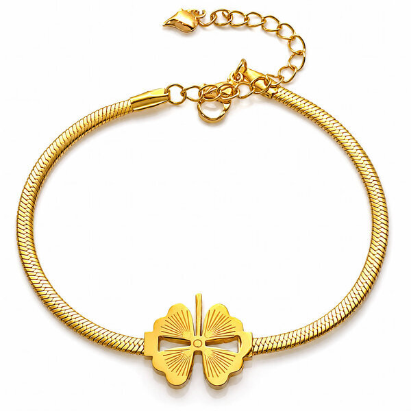 "Flower" Bracelet, 18K Gold Plated Steel