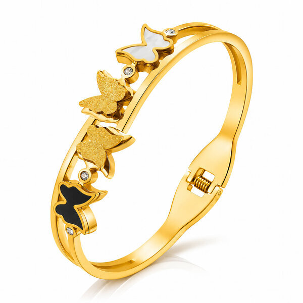 "Butterflies" Bracelet, 18K Gold Plated Steel