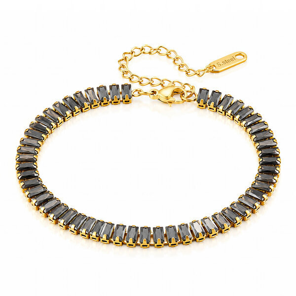 "Tennis" Bracelet, 18K Gold Plated Steel