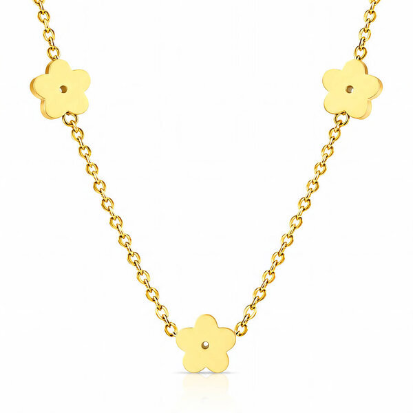 "Flower Meadow" Necklace, 18K Gold Plated Steel