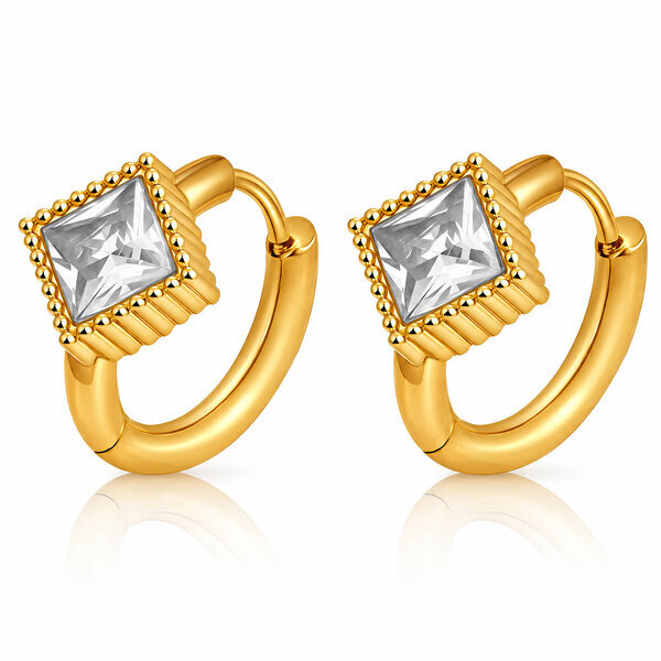 Earrings, 18K Gold Plated Steel