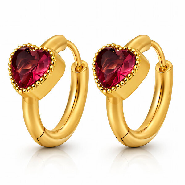 "Hearts" Earrings, 18K Gold Plated Steel