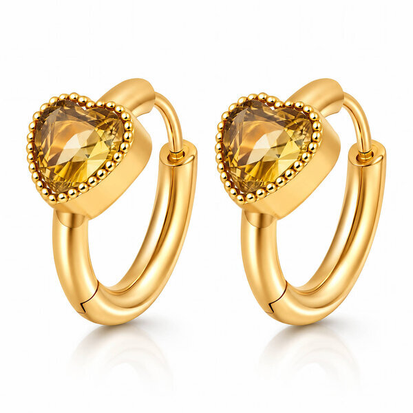 "Hearts" Earrings, 18K Gold Plated Steel