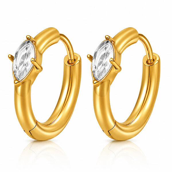 Earrings, 18K Gold Plated Steel