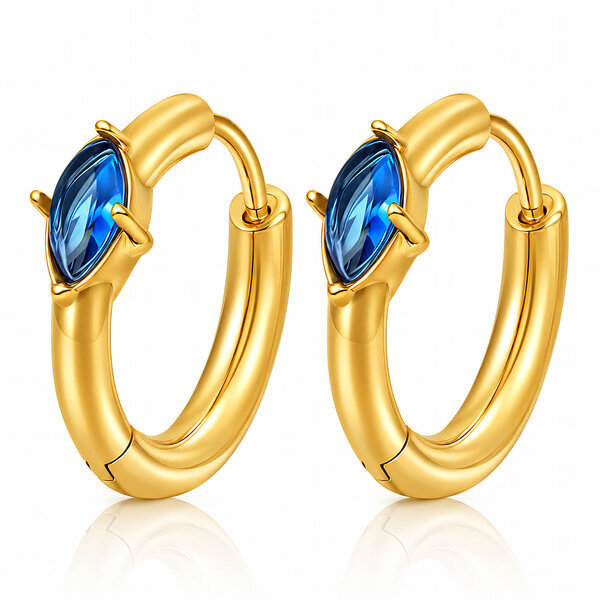 Earrings, 18K Gold Plated Steel