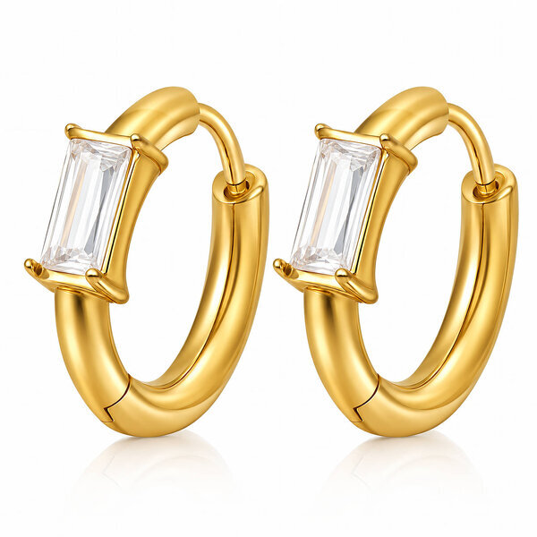 Earrings, 18K Gold Plated Steel