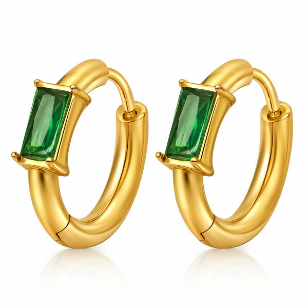 Earrings, 18K Gold Plated Steel