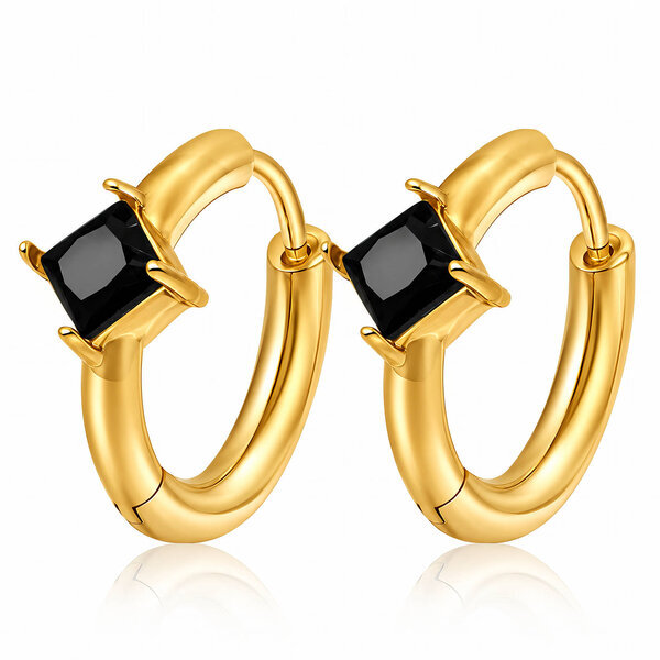 Earrings, 18K Gold Plated Steel
