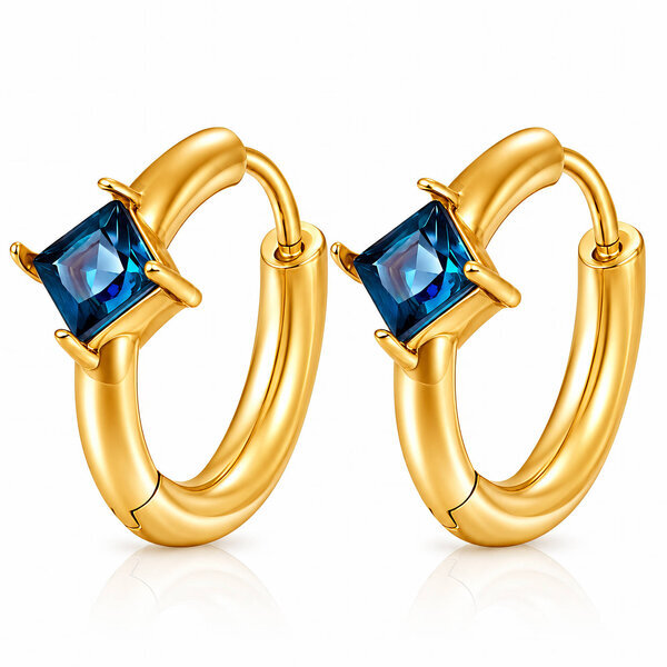 Earrings, 18K Gold Plated Steel