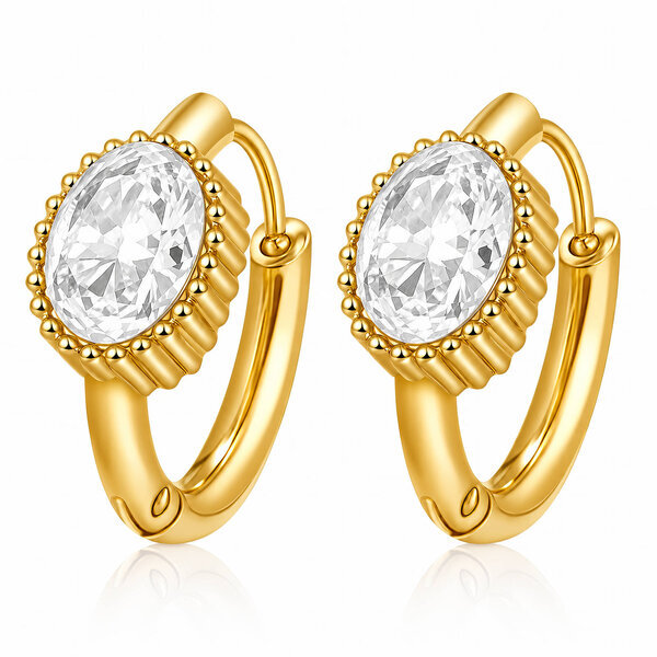 Earrings, 18K Gold Plated Steel