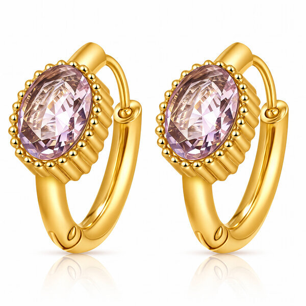 Earrings, 18K Gold Plated Steel