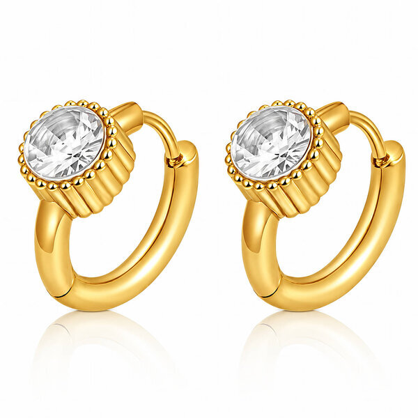 Earrings, 18K Gold Plated Steel