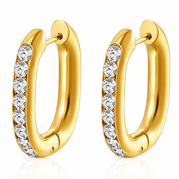Earrings, 18K Gold Plated Steel