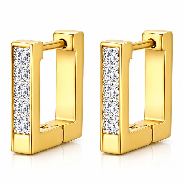 Earrings, 18K Gold Plated Steel