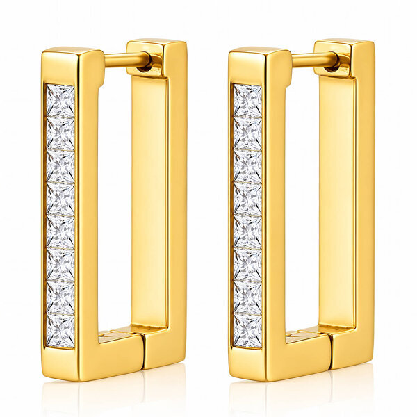 Earrings, 18K Gold Plated Steel