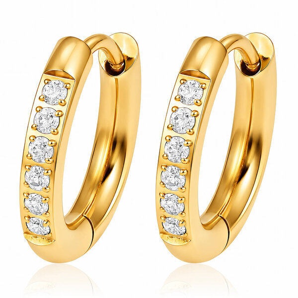 Earrings, 18K Gold Plated Steel
