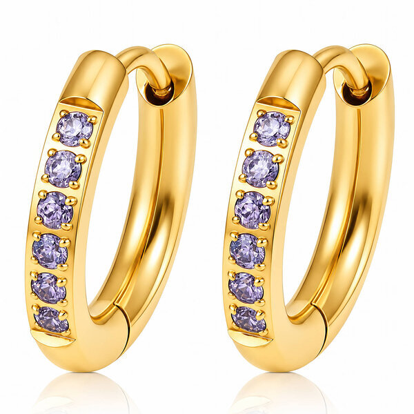 Earrings, 18K Gold Plated Steel
