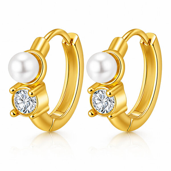 Earrings, 18K Gold Plated Steel