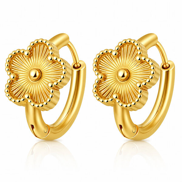 "Flowers" Earrings, 18K Gold Plated Steel
